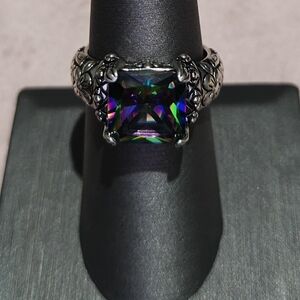 Ornate Sterling Silver Mystic Topaz Ring
